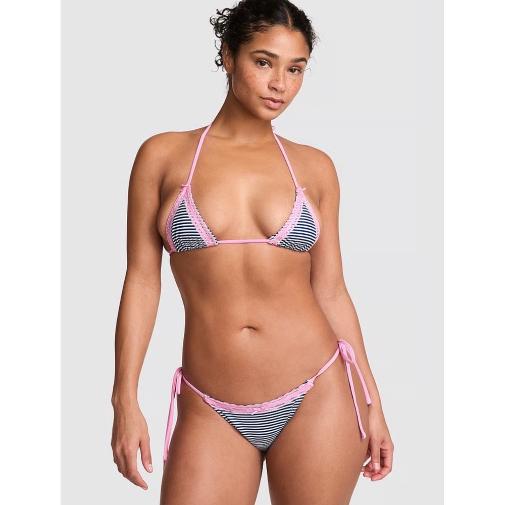 Victoria's Secret Frankies Bikinis Rosemary Itsy Bottom Vintage Stripe Pink L
